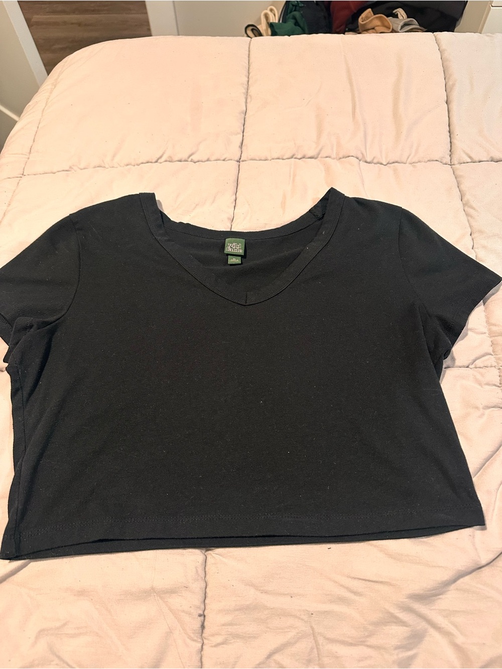 Black V-Neck Cropped Tee - Wild Fable